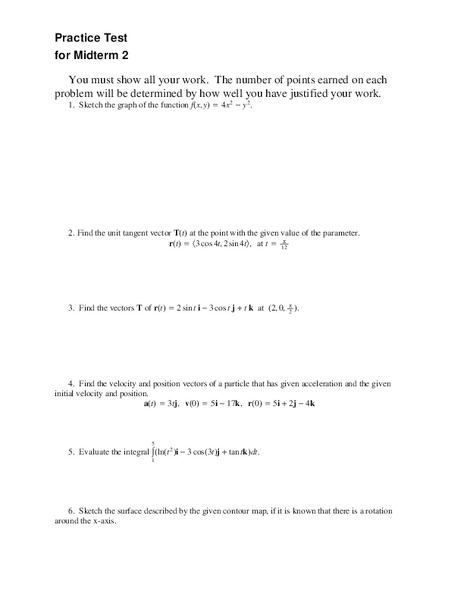 Vectors Worksheet