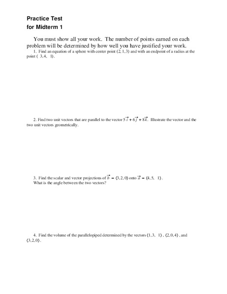 Vectors Worksheet