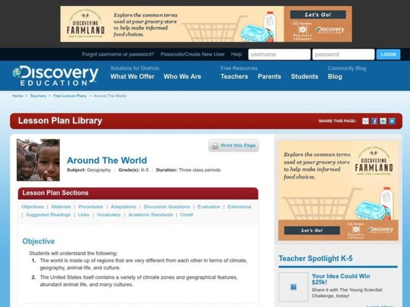 Around the World Lesson Plan