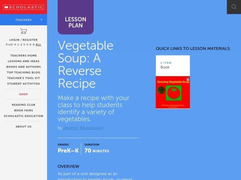 Vegetable Soup: A Reverse Recipe Lesson Plan