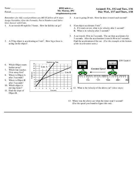 Velocity Worksheet