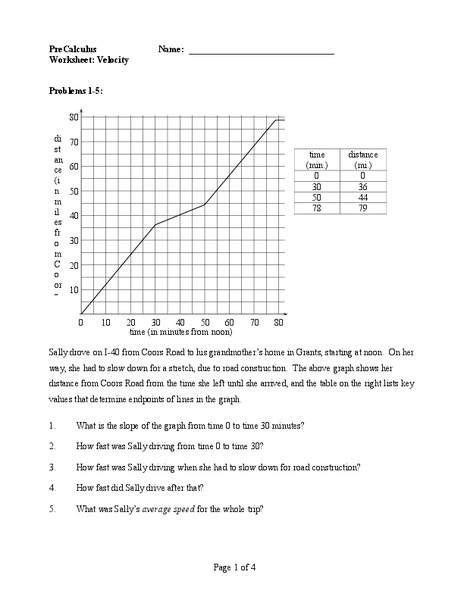 Velocity Worksheet