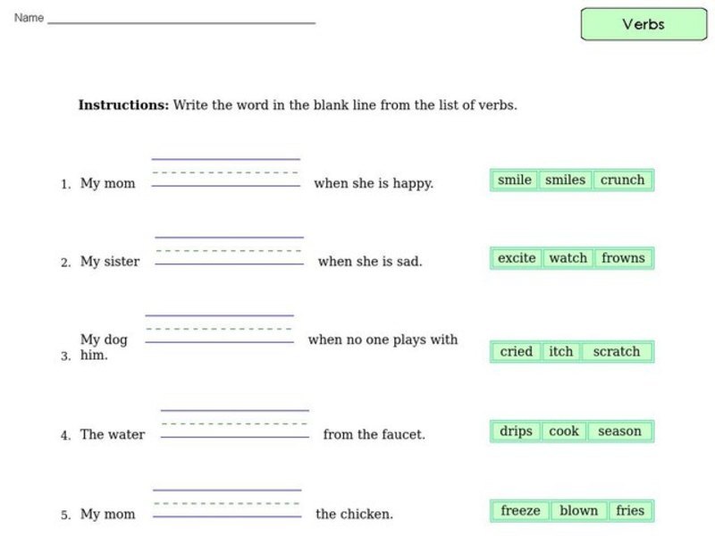Verb Practice 8 Worksheet