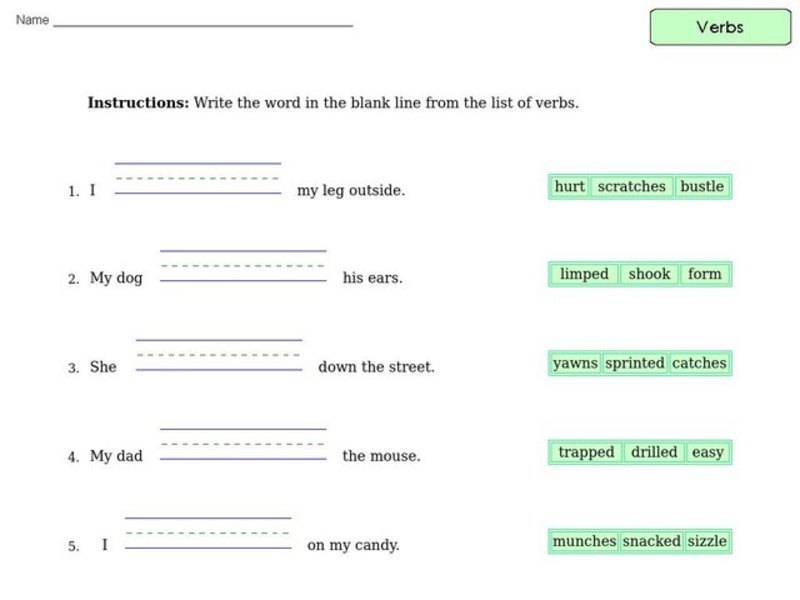 Verb Practice 7 Worksheet