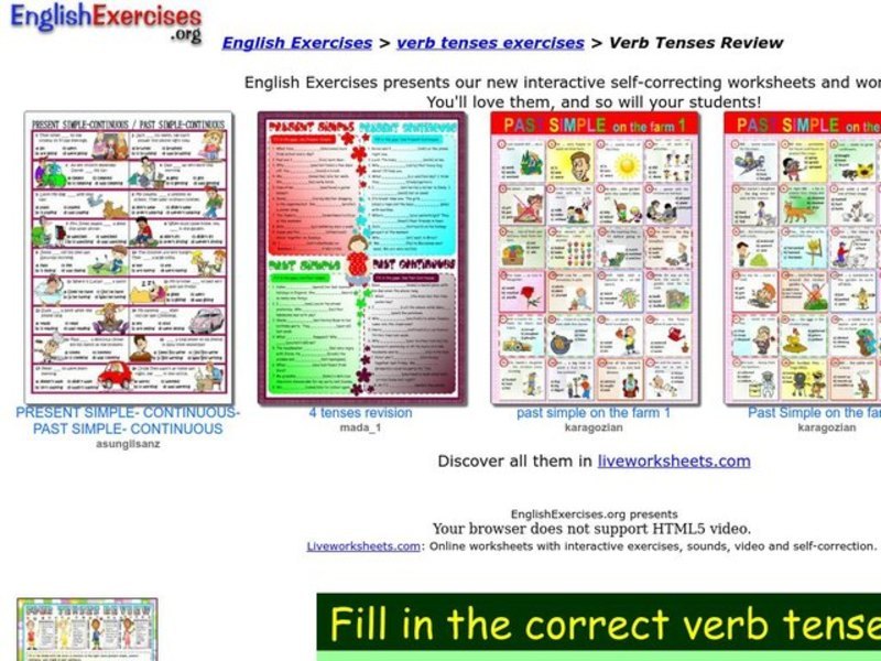 Verb Tense Interactive