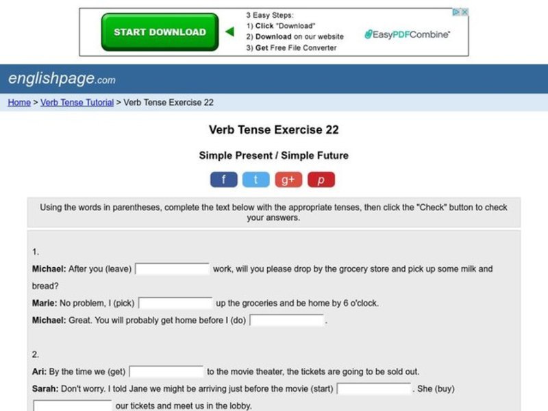 Verb Tense:  Simple Present and Simple Future Interactive