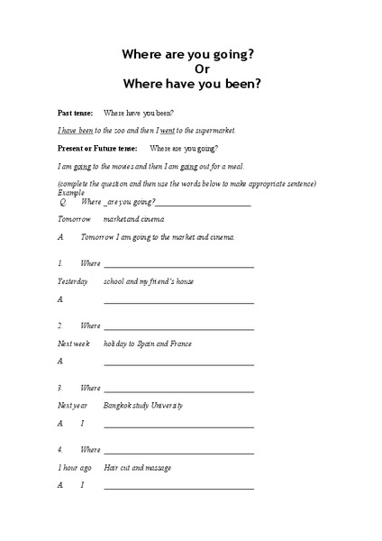 Verb Tenses Worksheet