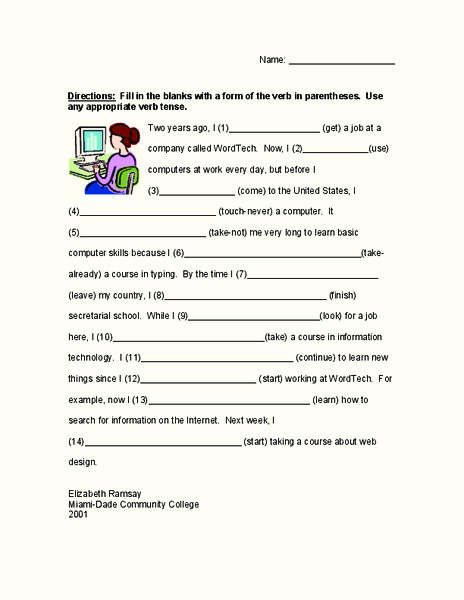 Verb Tenses Worksheet