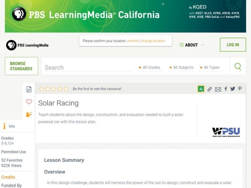 Solar Racing Lesson Plan