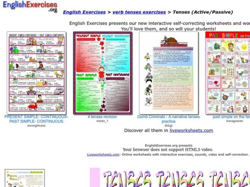 Verb Tenses Exercises Interactive
