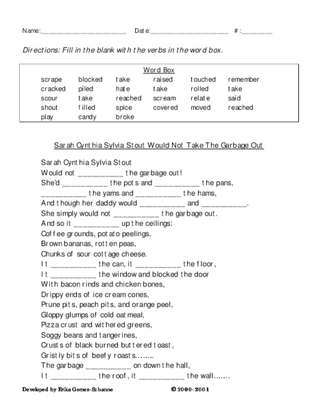Verbs Worksheet