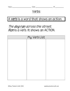 Verbs Organizer
