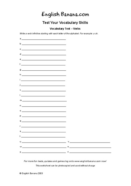 Verbs Worksheet