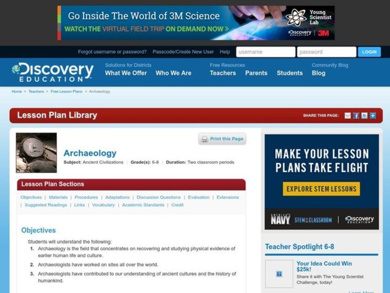 Archeology Lesson Plan