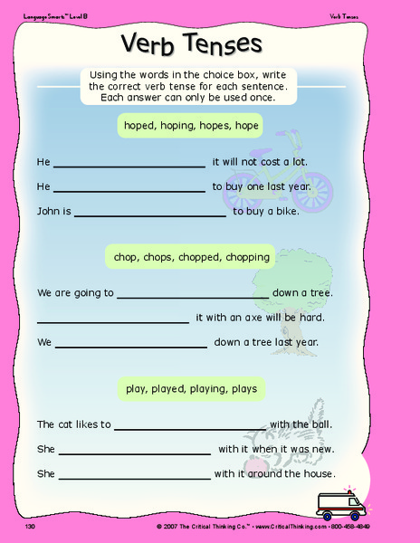 Verb Tenses Worksheet