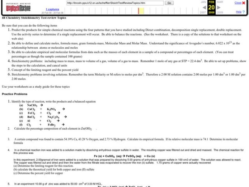 Stoichiometry Worksheet