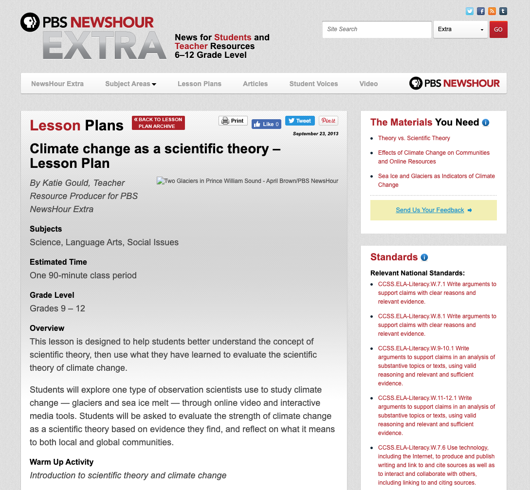 Climate Change as a Scientific Theory Lesson Plan