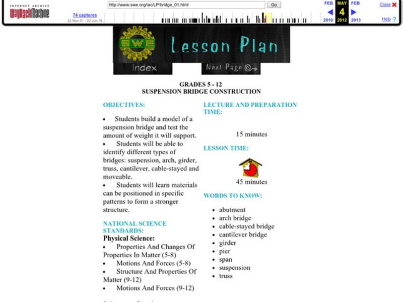 Suspension Bridge Construction Lesson Plan