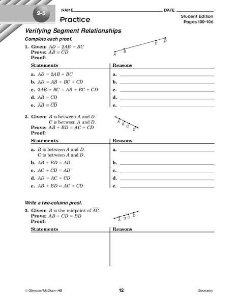 Verifying Segment Relationships Worksheet