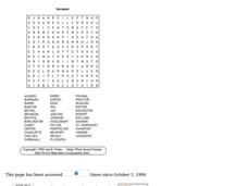 Vermont Word Search Worksheet
