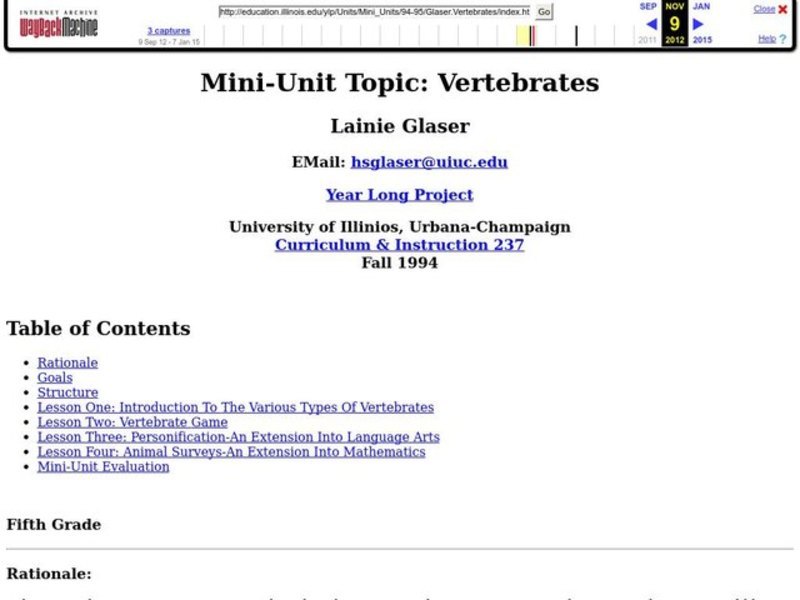 Vertebrates Lesson Plan