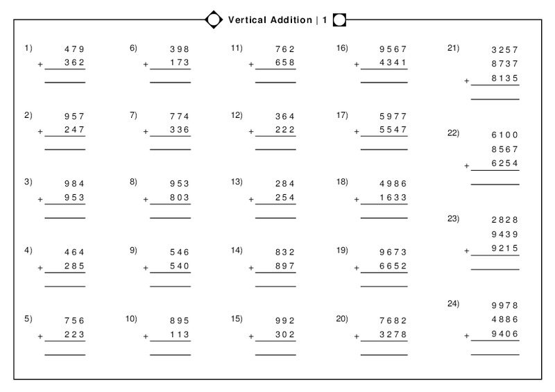 Vertical Addition Worksheet