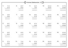 Vertical Subtraction Worksheet