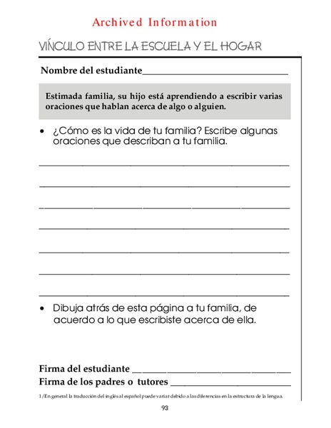 Vínculo entre la escuela y el hogar  Worksheet
