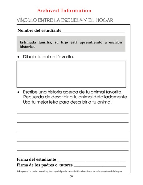 Vínculo Entre La Escuela y El Hogar Worksheet