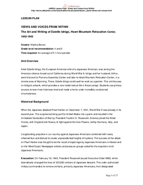 Views And voices From Within Lesson Plan