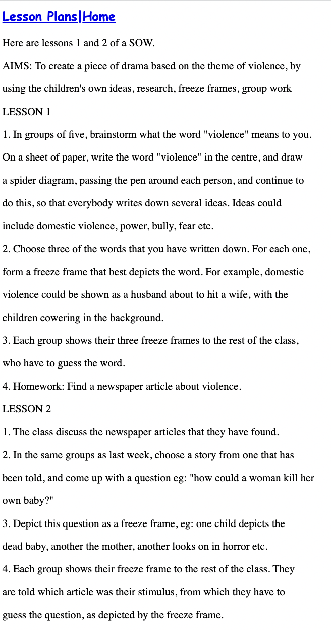 Violence Lesson Plan