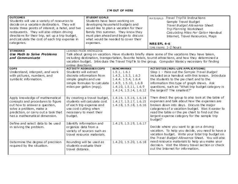 Virtual Vacation Lesson Plan