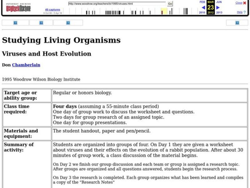 Viruses and Host Evolution Lesson Plan