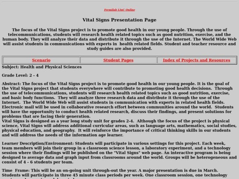 Vital Signs Lesson Plan