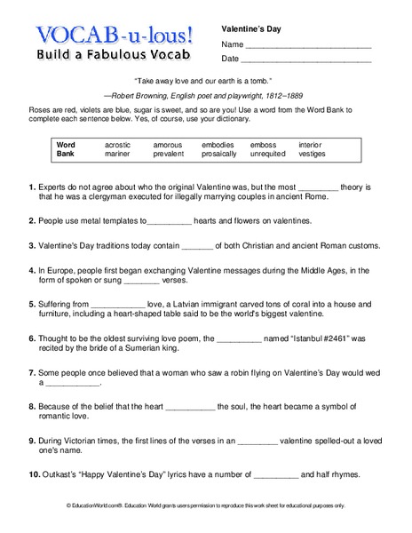 Vocab-u-lous! Build a Fabulous Vocab Worksheet