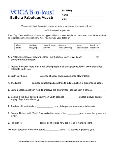 Vocab-u-lous! Build a Fabulous Vocab Worksheet