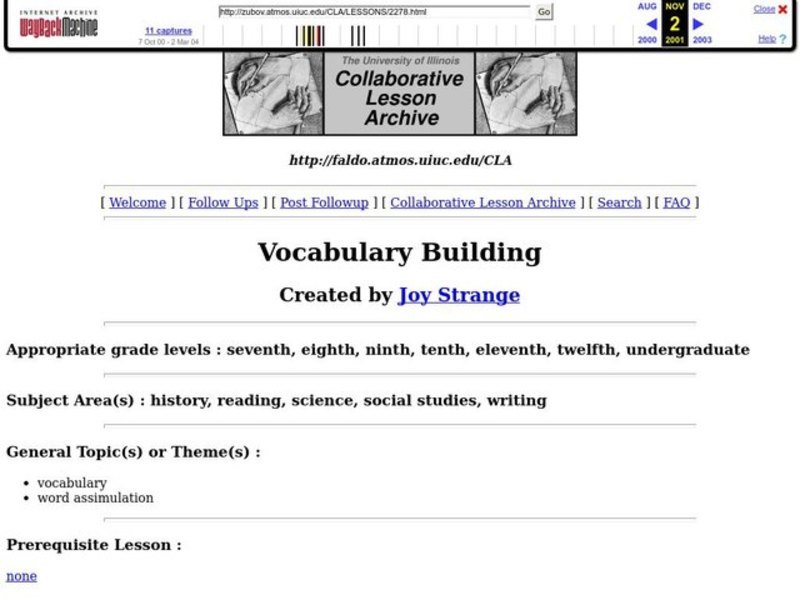 Vocabulary Building Lesson Plan