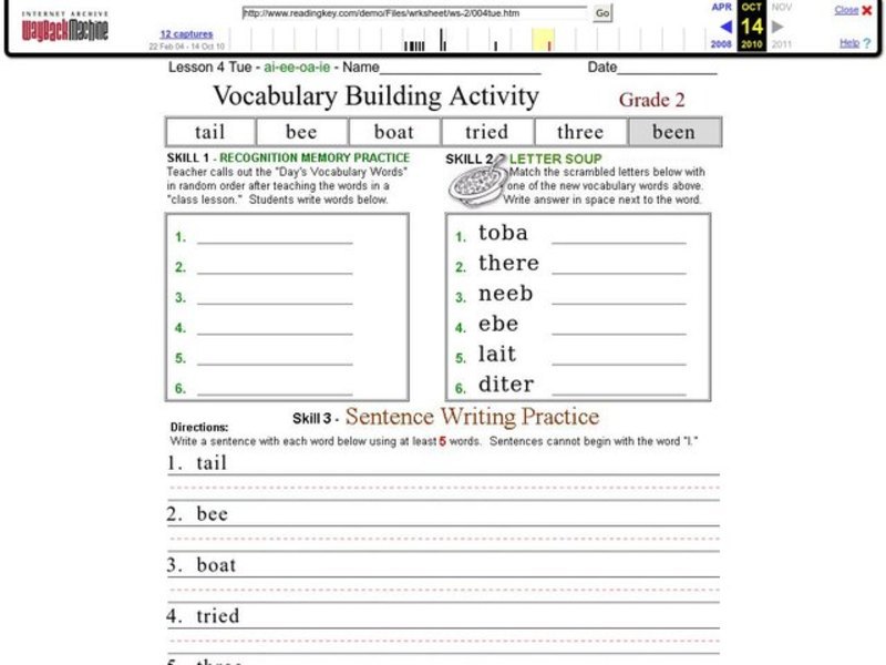 Vocabulary Building Activity Worksheet