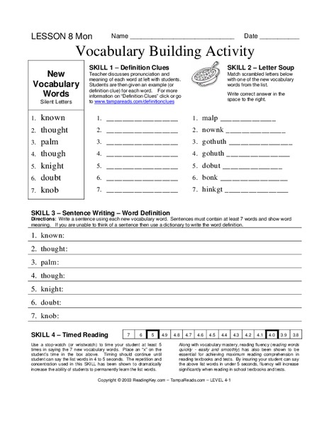 Vocabulary Building Activity Worksheet