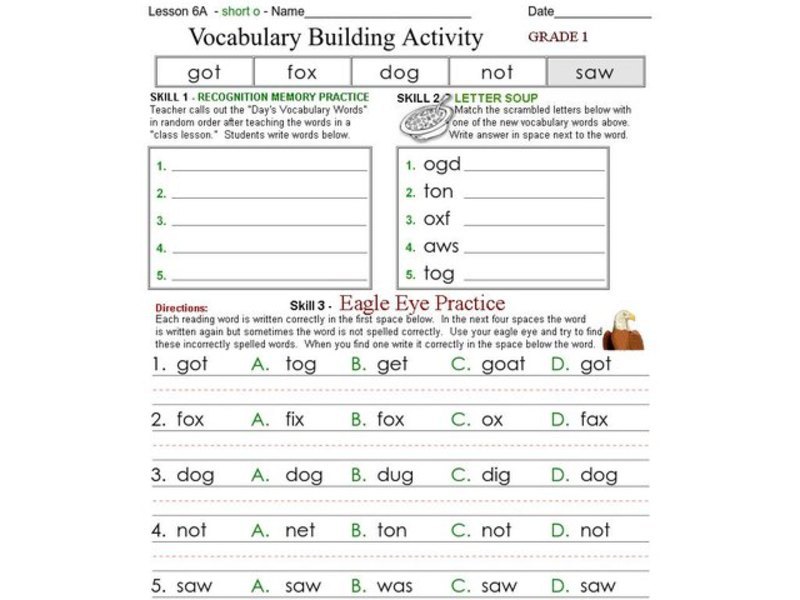 Vocabulary Building Activity Worksheet