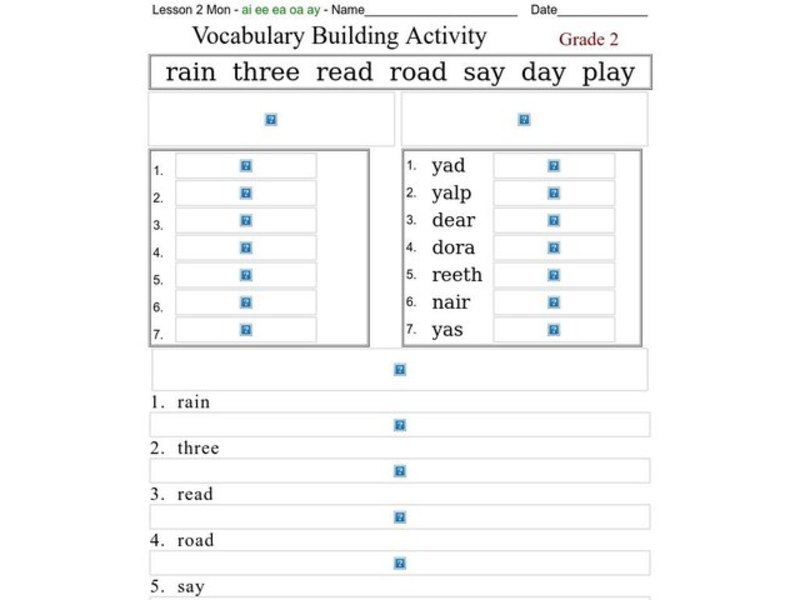 Vocabulary Building Activity Worksheet