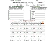 Vocabulary Building Activity   Grade 1 Worksheet
