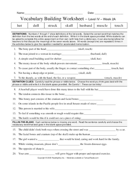 Vocabulary Building Worksheet Worksheet