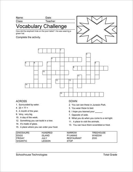 Vocabulary Challenge Worksheet
