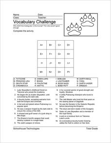 Vocabulary Challenge Worksheet