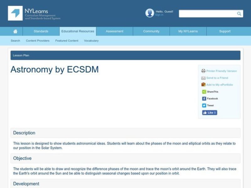 Astronomy Lesson Plan