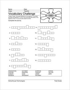 Vocabulary Challenge Worksheet