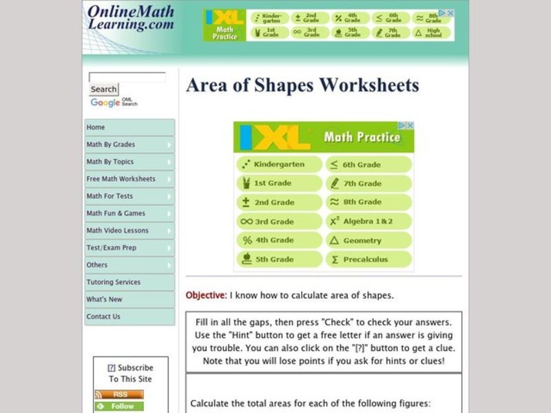 Area of Shapes Interactive