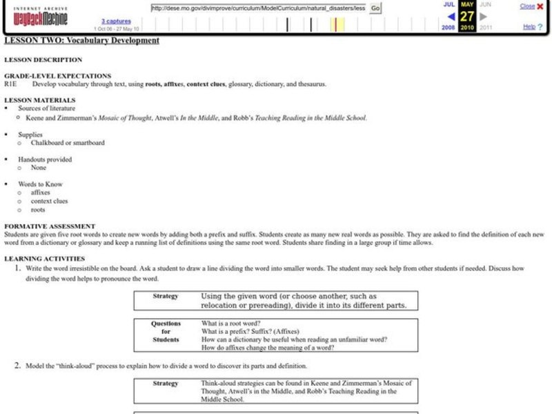 Vocabulary Development Lesson Plan