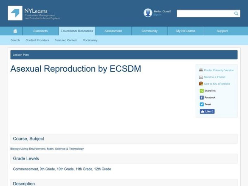 Asexual Reproduction Lesson Plan